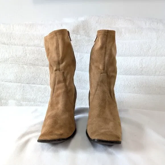 Predictions Square Toe Block Heel Suede-Like Ankle Boots - Picture 5 of 8